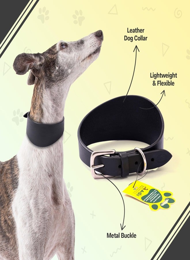 ADIL'S Adil’s Greyhound Dog Collar (Without Padding), Genuine Leather Suitable for Saluki, Whippet Dogs & Breeds with Similar Neck/Head Structure Size M, Black - Image 2